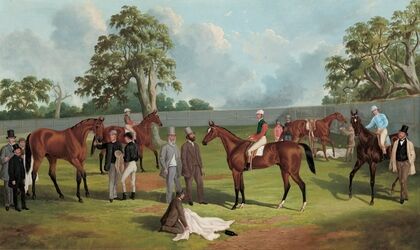 Group in the Dowling Forest Racecourse enclosure, Ballarat, 1863