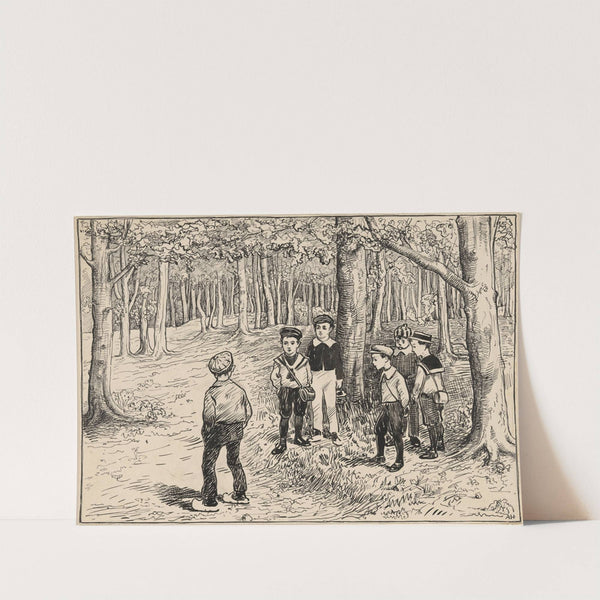 Group of boys in a forest by Albert Hemelman