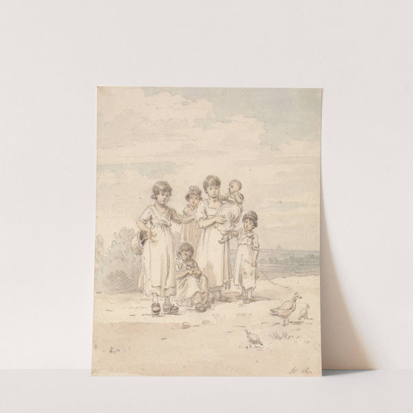 Group of English Children; Distant View of St. Paul's by William Alexander