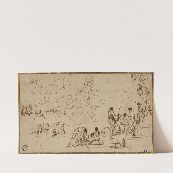 Group of Figures by a River by Agostino Tassi