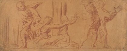 Group of Figures, Child Begging in Center