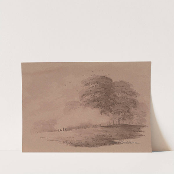 Group of Figures Round a Distant Bonfire in a Wood by James Pattison Cockburn