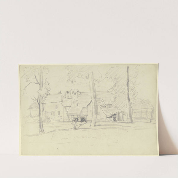 Group of houses with trees by Otto Scholderer
