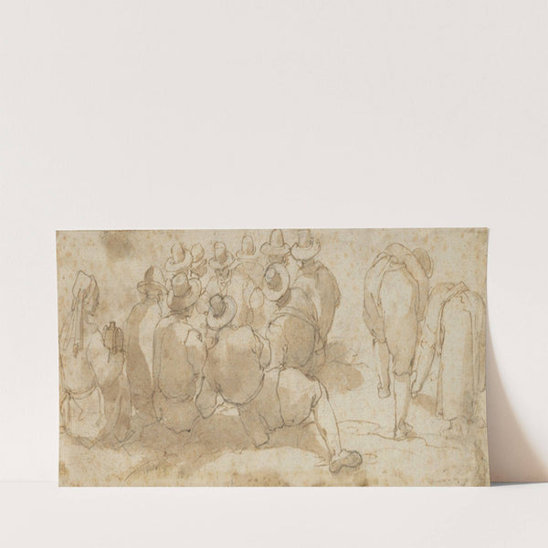 Group of Laborers in a Field (recto); Angel Appearing to a Kneeling Saint (verso) (1530–86) by Giovanni Battista Maganza the Elder