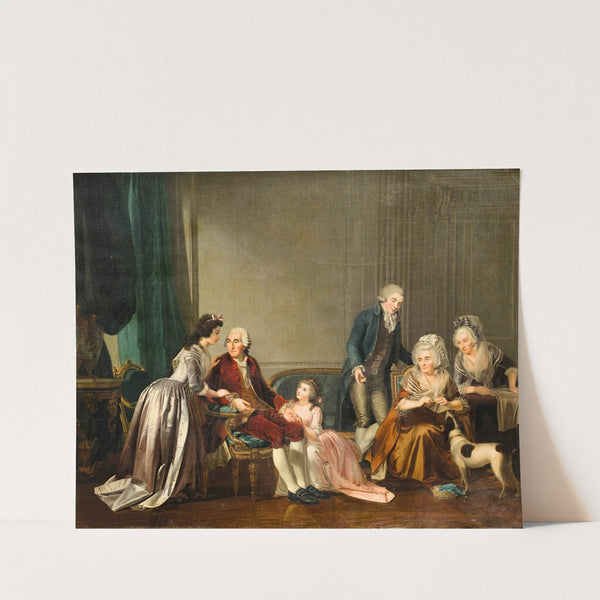 Group portrait of a family in an interior by Charles-Nicolas Guillon
