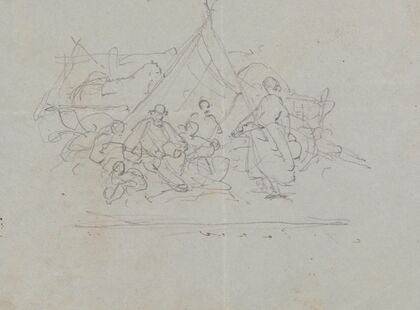 Group Scene by a Tent