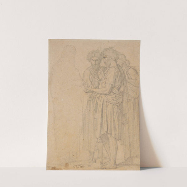 Groupe de trois hommes drapés by Jean-Hippolyte Flandrin