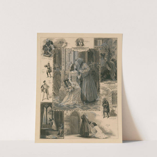 Grouped vignettes depicting characters and scenes from Romeo and Juliet as performed at the Imperial Theatre in 1905 (1905) by Samuel Begg