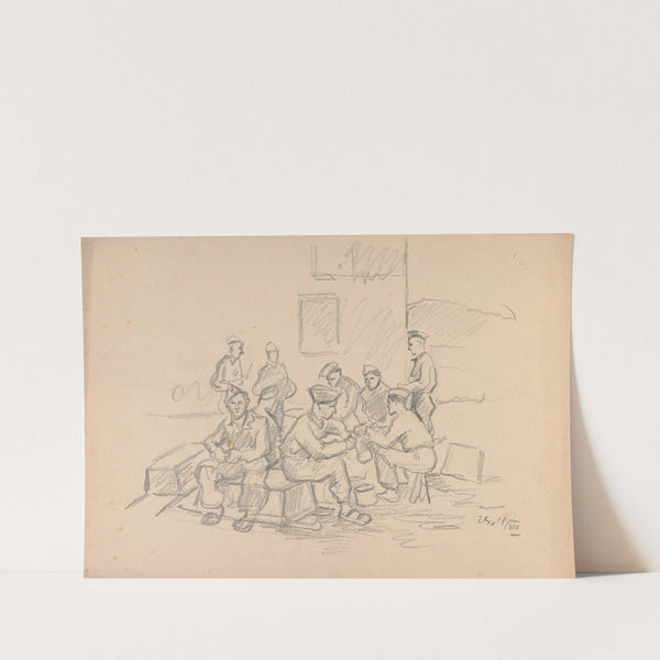 Grupa więźniów obierających ziemniaki by Ivan Ivanec