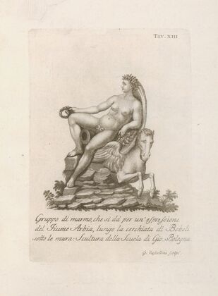 Gruppo di marmo, che si da’per un’esprefione del Fiume Arbia, lungo la cerchiata di Boboli sotto le muva