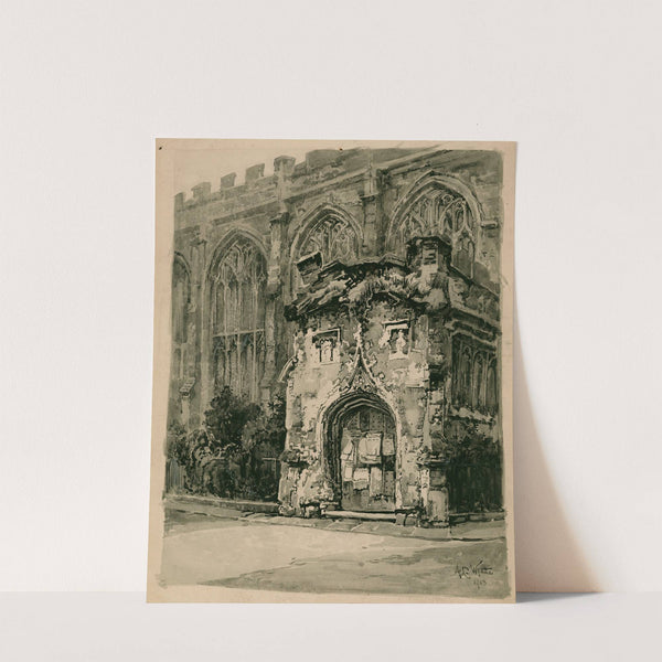 Guild-Chapel porch before restoration (opposite New Place where Shakespeare died) (1903) by A.C. Wyatt