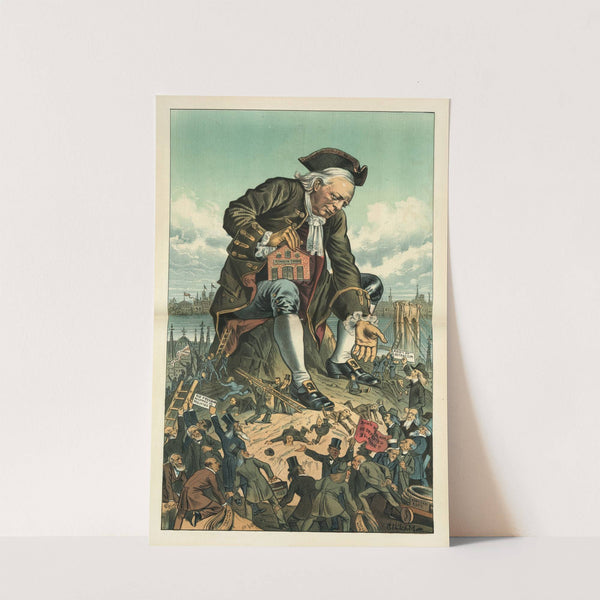 Gulliver and the party Liliputians - they cannot bind him by Bernhard Gillam