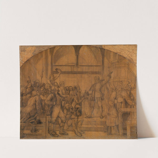 Gustav Vasa taler til Dalalmuen i Mora kirke (1840) by Adolph Tidemand