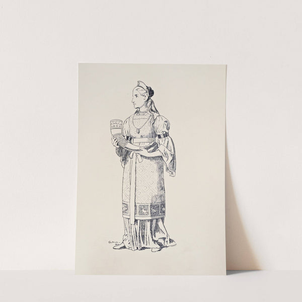 Gutrune. Weisses Untergewand, goldgelbes Obergewand. (1897) by Hans Thoma