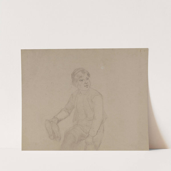 Gutt med sko i hendene (between 1869 - 1873) by Adolph Tidemand