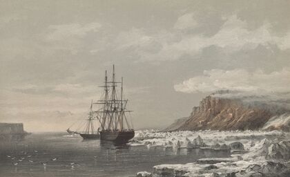 H.M.S. Assistance and Pioneer fast to the Floe, off Cape Majendie, Wellington Channel, 1853 — size preview
