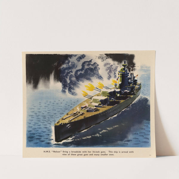 H.M.S. 'Nelson' Firing a Broadside With Her 16-Inch Guns by Anonymous