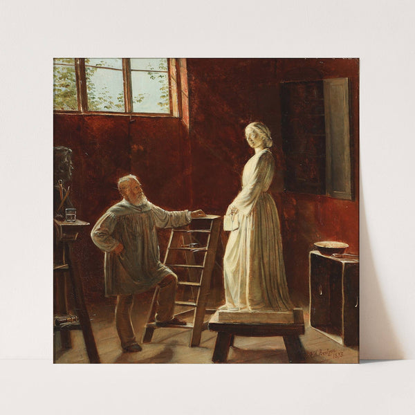 H.W. Bissen betragter sin statue af Johanne Louise Heiberg by Edvard Bentzen