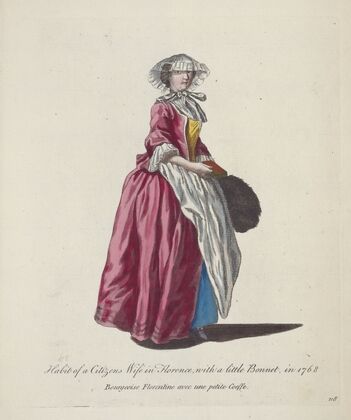 Habit of a citizen’s wife in Florence, with a little bonnet, in 1768 (1757-1772)