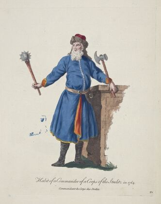Habit of a commander of a corps of the Strelitz in 1764. Commandant du corps de Strelits. (1757-1772)