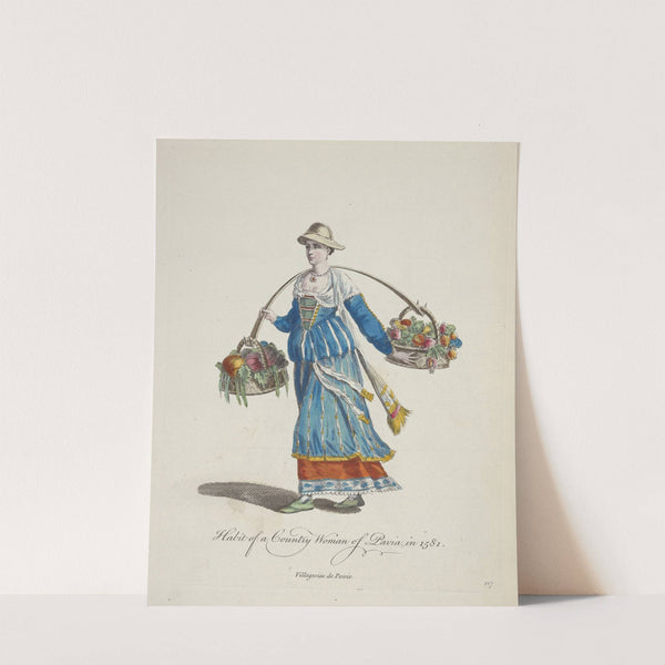Habit of a country woman of Pavia in 1581. Villageoise de Pavie. (1757-1772) by Charles Grignion