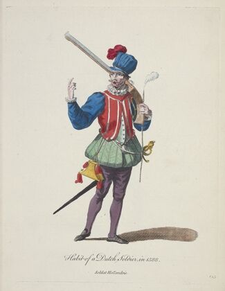 Habit of a Dutch soldier in 1588. Soldat Hollandois. (1757-1772)