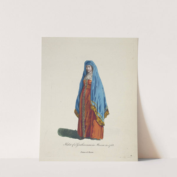 Habit of a gentlewoman in Moscow in 1768. Femme de Moscou (1757-1772) by Charles Grignion