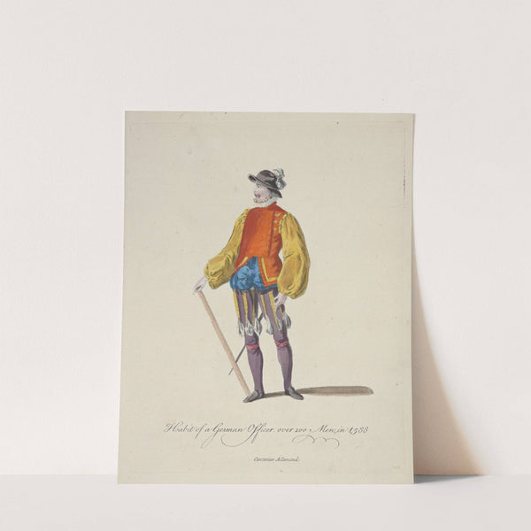 Habit of a German officer over 100 men in 1588. Centenier Allemand. (1757-1772) by Charles Grignion