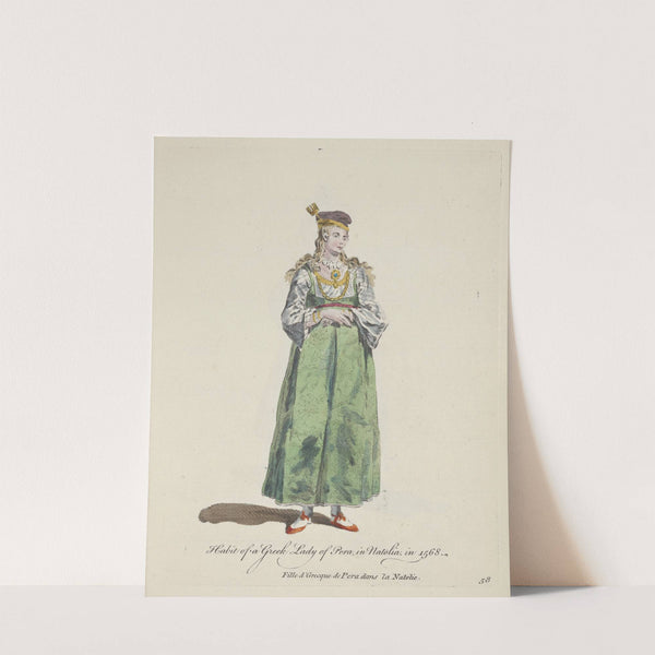 Habit of a Greek lady of Pera in Natolia, in 1568. Fille d’Grecque dans la Natolie. (1757-1772) by Charles Grignion