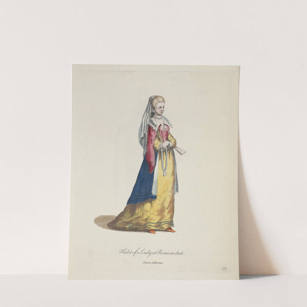 Habit of a lady in Rome in 1626. Dame de Rome. (1757-1772) by Charles Grignion
