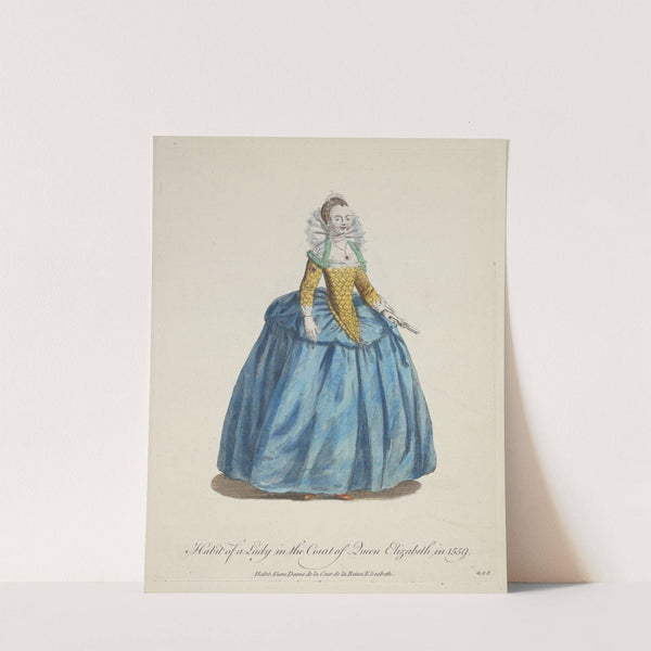 Habit of a lady in the court of Queen Elizabeth in 1559. Habit d’une dame de la cour de la Reine Elizabeth. (1757-1772) by Charles Grignion