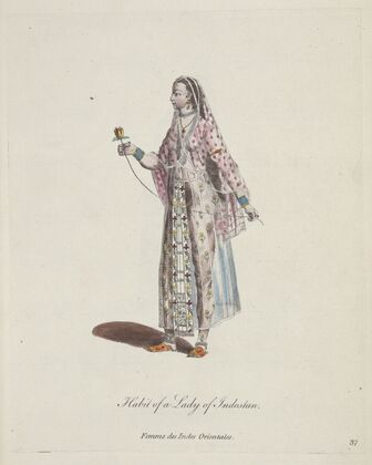 Habit of a lady of Indostan. Femme des Indes Orientales. (1757-1772)