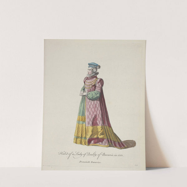 Habit of a lady of quality of Bavaria in 1581. Demoiselle Bavaroise. (1757-1772) by Charles Grignion
