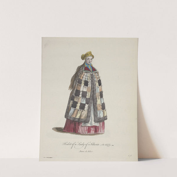 Habit of a lady of Silesia in 1577. Dame de Silésie. (1757-1772) by Charles Grignion