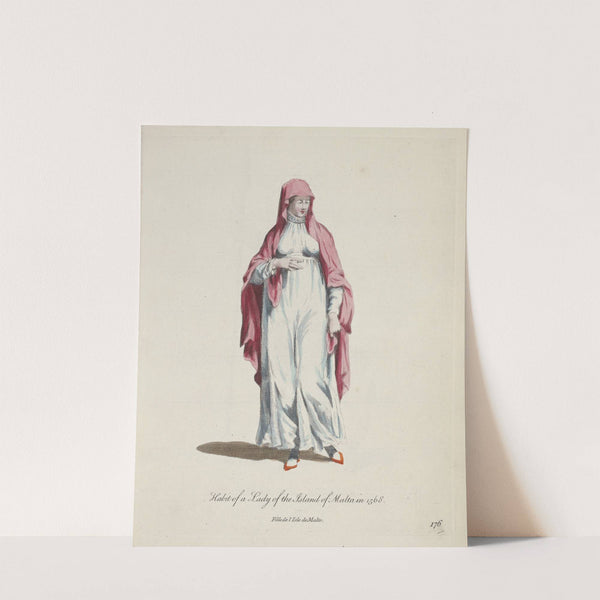 Habit of a lady of the Island of Malta in 1568. Fille de l’Isle de Malta. (1757-1772) by Charles Grignion