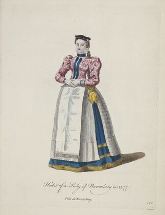 Habit of a lady or Nuremberg in 1577. Fille de Nuremberg. (1757-1772)
