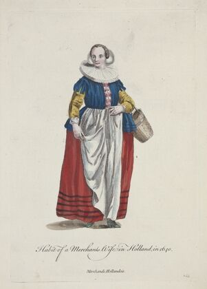 Habit of a merchants wife in Holland in 1640. Marchande Hollandois. (1757-1772)