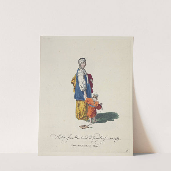 Habit of a merchant’s wife in Russia in 1765. Femme d’un marchand Russe. (1757-1772) by Charles Grignion