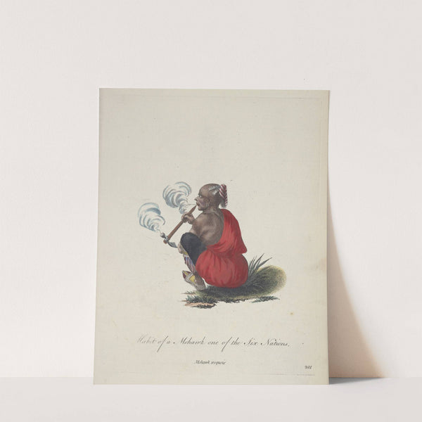 Habit of a Mohawk one of the Six Nations. Mohawk iroquois. (1757-1772) by Charles Grignion