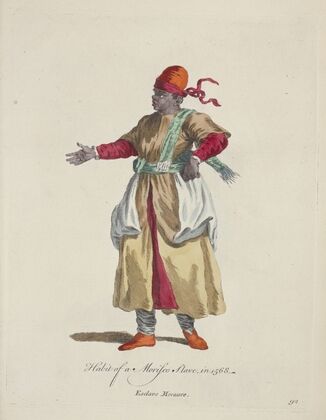 Habit of a morisco slave in 1568. Esclave moraure. (1757-1772)