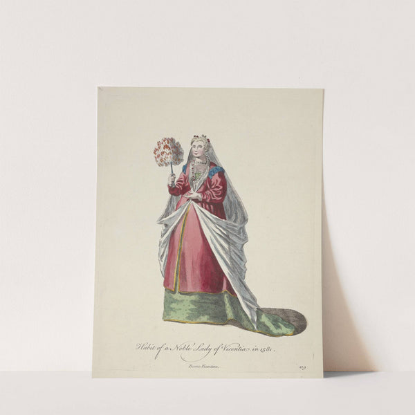Habit of a noble lady of Vincentia in 1581. Dame Vicentine. (1757-1772) by Charles Grignion