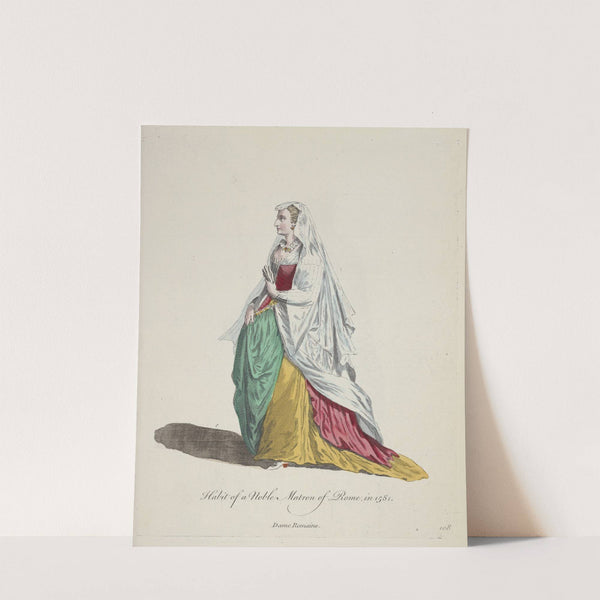Habit of a noble matron of Rome in 1581. Dame Romaine. (1757-1772) by Charles Grignion