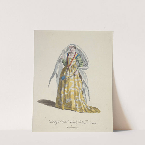 Habit of a noble matron of Venice in 1581. Dame Venitienne. (1757-1772) by Charles Grignion