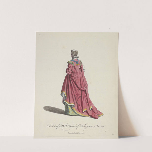 Habit of a noble virgin of Bologne in 1581. Demoiselle de Bologne. (1757-1772) by Charles Grignion