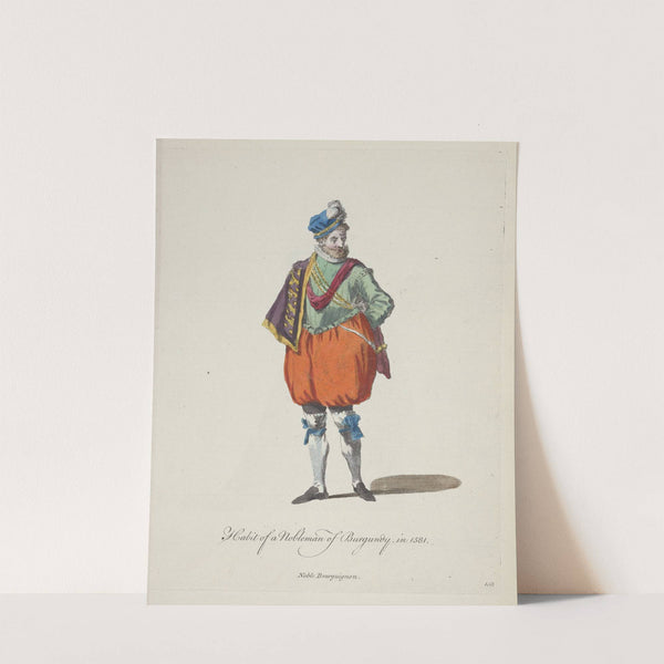 Habit of a nobleman of Burgundy in 1581. Noble Bourguignon. (1757-1772) by Charles Grignion