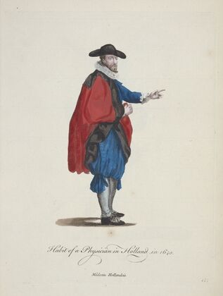 Habit of a physician in Holland in 1640. Médecin Hollandois. (1757-1772)