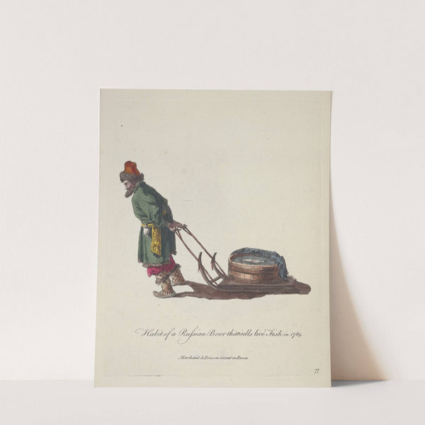 Habit of a Russian boor that sells live fish in 1765. Marchand de poisson vivant en Russe. (1757-1772) by Charles Grignion