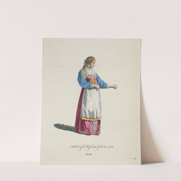 Habit of a Russian girl in 1764. Fille Russe. (1757-1772) by Charles Grignion