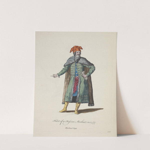 Habit of a Russian merchant in 1577. Marchand Russe. (1757-1772) by Charles Grignion