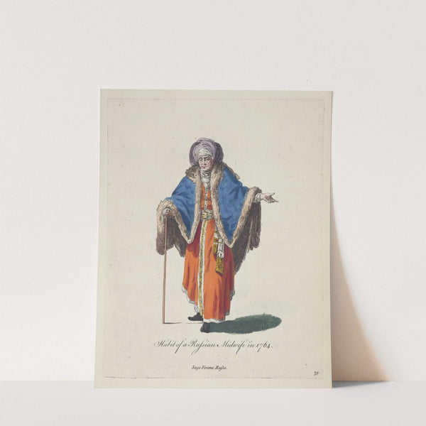 Habit of a Russian midwife in 1764. Sage femme Russe. (1757-1772) by Charles Grignion